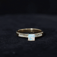 Certified Real Ethiopian Opal Princess Cut Engagement Ring with Diamond