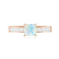 Certified Real Ethiopian Opal Princess Cut Engagement Ring with Diamond