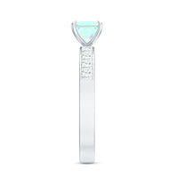 Certified Real Ethiopian Opal Princess Cut Engagement Ring with Diamond
