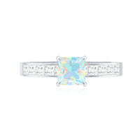 Certified Real Ethiopian Opal Princess Cut Engagement Ring with Diamond