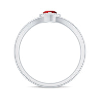 Lab Grown Ruby Heart Promise Ring with Diamond Halo