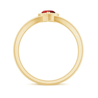 Lab Grown Ruby Heart Promise Ring with Diamond Halo