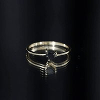 Natural Black Spinel Heart Promise Ring in East West Style