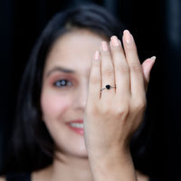 Natural Black Spinel Heart Promise Ring in East West Style
