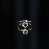 Certified Real Garnet Heart Promise Ring with Diamond Halo