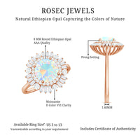 Natural 8mm Ethiopian Opal Double Halo Engagement Ring with Certificate
