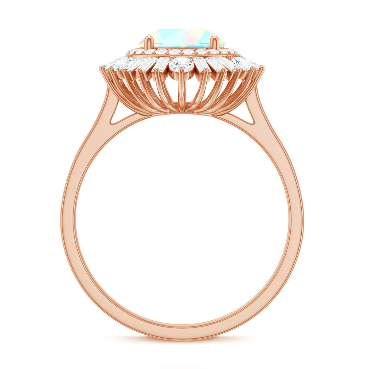 Natural 8mm Ethiopian Opal Double Halo Engagement Ring with Certificate
