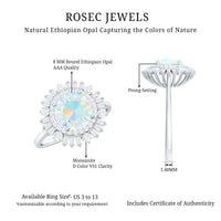 Natural 8mm Ethiopian Opal Double Halo Engagement Ring with Certificate
