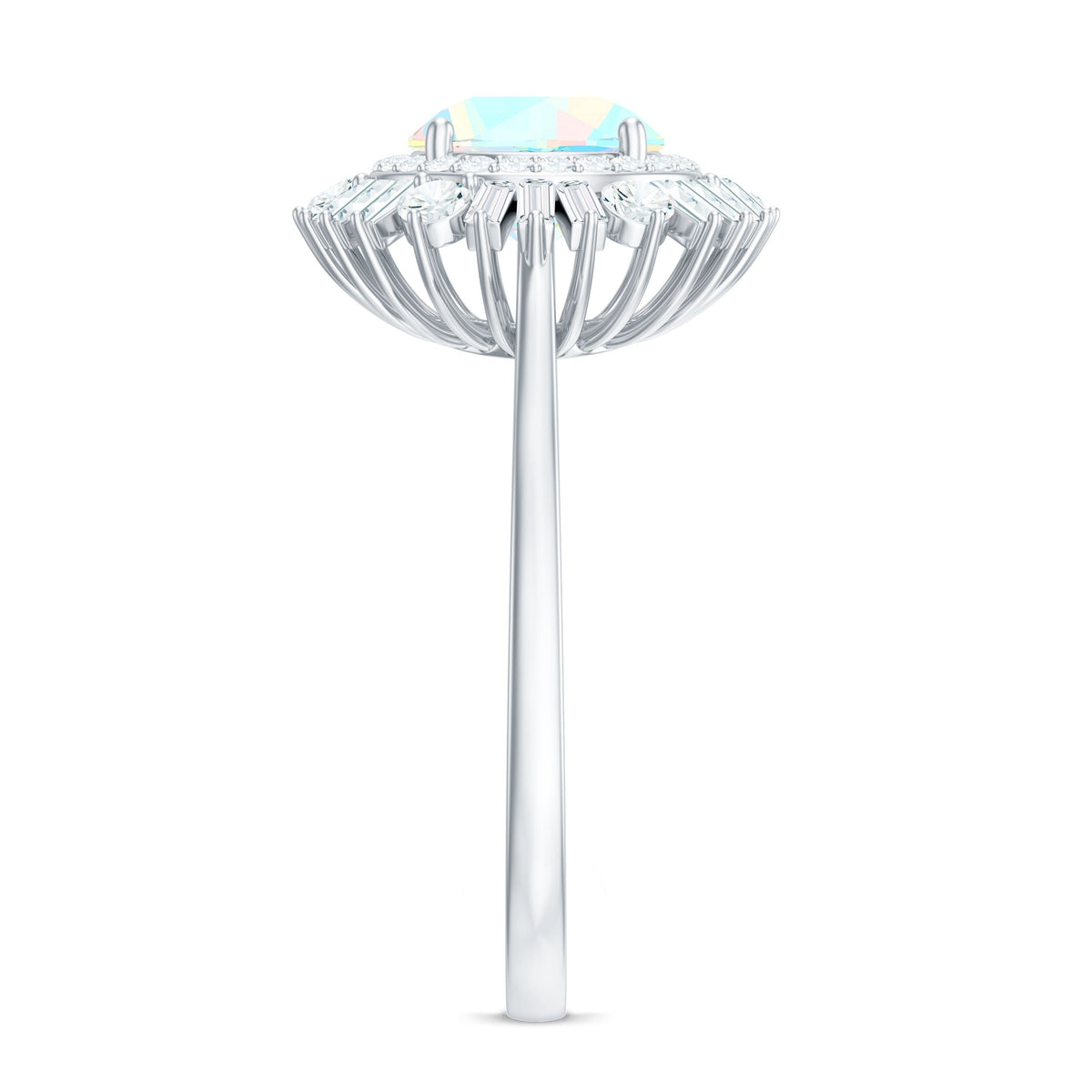 Natural 8mm Ethiopian Opal Double Halo Engagement Ring with Certificate