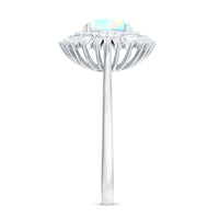 Natural 8mm Ethiopian Opal Double Halo Engagement Ring with Certificate
