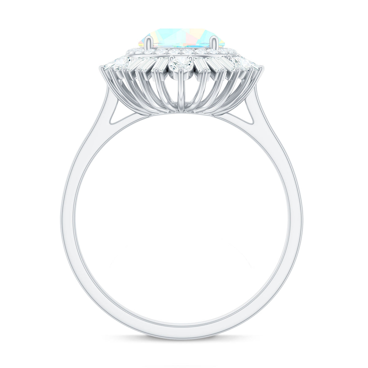 Natural 8mm Ethiopian Opal Double Halo Engagement Ring with Certificate