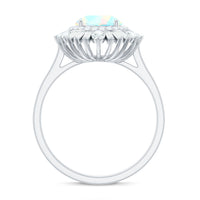 Natural 8mm Ethiopian Opal Double Halo Engagement Ring with Certificate