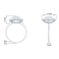 Moonstone and Moissanite Double Halo Cocktail Engagement Ring