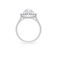 Moonstone and Moissanite Double Halo Cocktail Engagement Ring