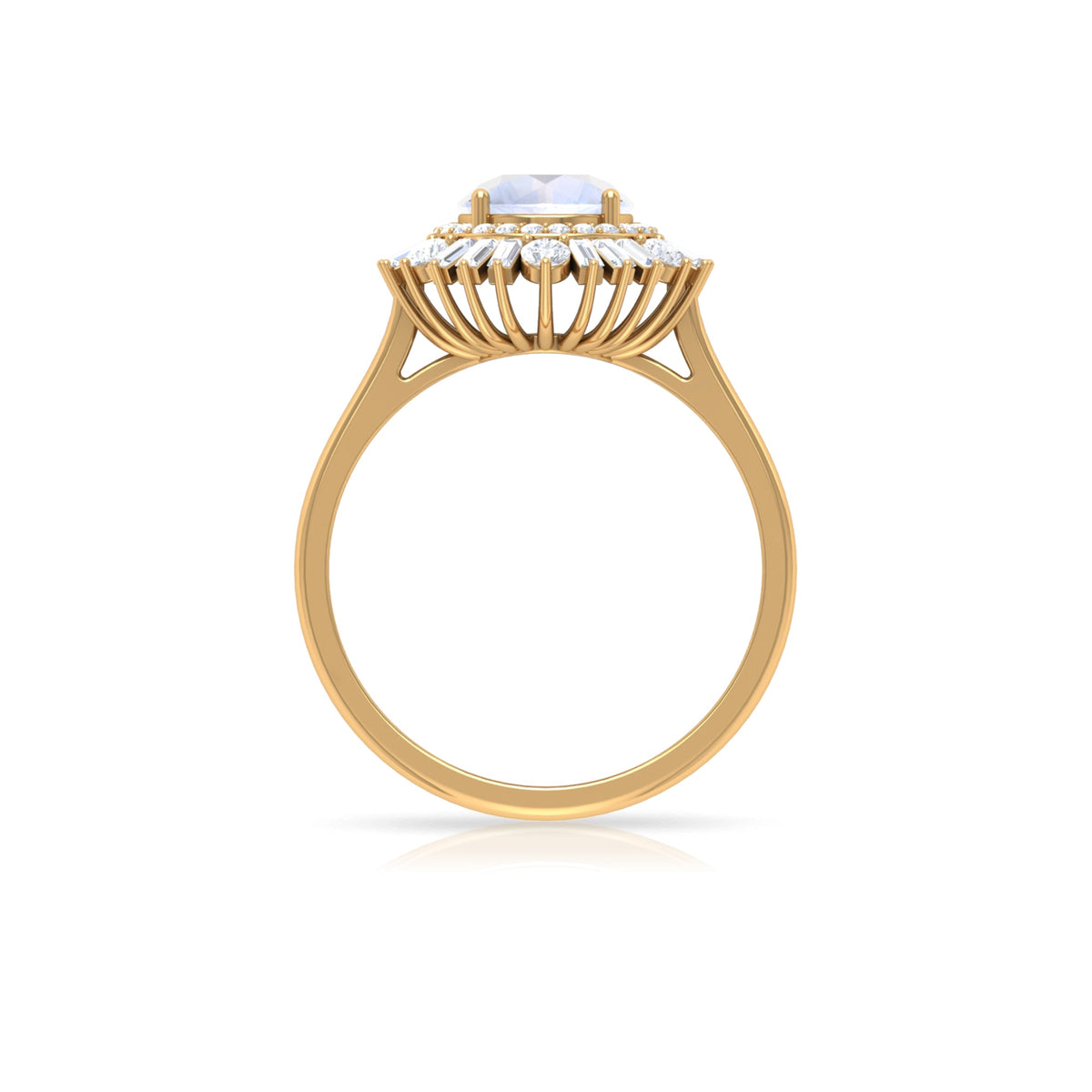 Moonstone and Moissanite Double Halo Cocktail Engagement Ring