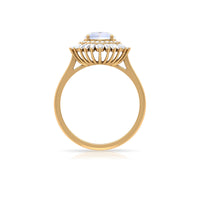 Moonstone and Moissanite Double Halo Cocktail Engagement Ring