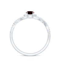 Natural Garnet Engagement Ring with Diamond Criss Cross Shank