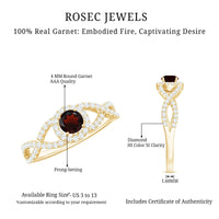 Natural Garnet Engagement Ring with Diamond Criss Cross Shank