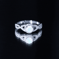 Natural Ethiopian Opal Diamond Engagement Ring with Criss Cross Shank