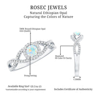 Natural Ethiopian Opal Diamond Engagement Ring with Criss Cross Shank