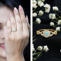 Natural Ethiopian Opal Diamond Engagement Ring with Criss Cross Shank