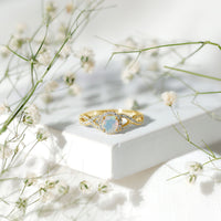 Natural Ethiopian Opal Diamond Engagement Ring with Criss Cross Shank