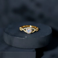 Natural Ethiopian Opal Diamond Engagement Ring with Criss Cross Shank