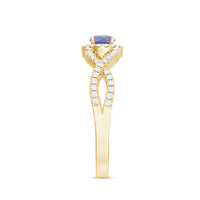 Real Tanzanite Engagement Ring with Diamond Criss Cross Shank