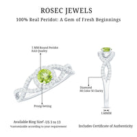 Natural 0.5 Carat Peridot Engagement Ring with Diamond Criss Cross Shank