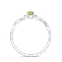 Natural 0.5 Carat Peridot Engagement Ring with Diamond Criss Cross Shank