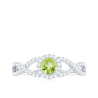 Natural 0.5 Carat Peridot Engagement Ring with Diamond Criss Cross Shank
