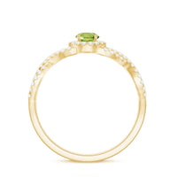 Natural 0.5 Carat Peridot Engagement Ring with Diamond Criss Cross Shank