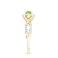 Natural 0.5 Carat Peridot Engagement Ring with Diamond Criss Cross Shank
