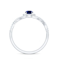 Certified 0.6 Carat Lab Grown Blue Sapphire Crossover Engagement Ring with Diamond