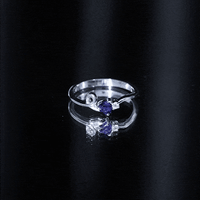 Certified Lab Grown Blue Sapphire Twisted Heart Promise Ring