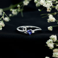 Certified Lab Grown Blue Sapphire Twisted Heart Promise Ring
