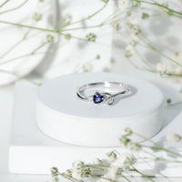 Certified Lab Grown Blue Sapphire Twisted Heart Promise Ring