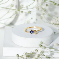 Certified Lab Grown Blue Sapphire Twisted Heart Promise Ring