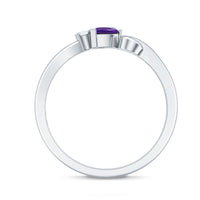 Heart Shape Real Amethyst and Diamond Twisted Promise Ring