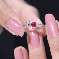 Lab Created Ruby and Diamond Twisted Heart Promise Ring