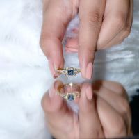 Rosec Jewels 1 Carat princess cut London Blue Topaz engagement ring with diamond split shank and elegant band design.