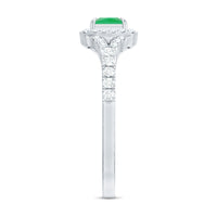 Princess Cut Emerald Engagement Ring with Diamond Split Shank