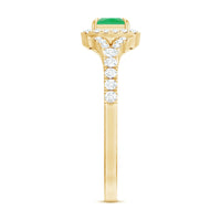 Princess Cut Emerald Engagement Ring with Diamond Split Shank