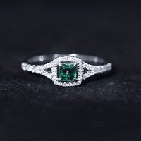 Certified Princess Cut Lab Grown Emerald Diamond Promise Ring