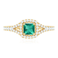 Certified Princess Cut Lab Grown Emerald Diamond Promise Ring