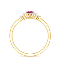 Pink Tourmaline and Diamond Flower Engagement Ring with Split Shank