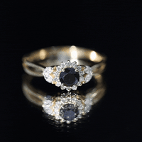 Nature Inspired Black Spinel Flower Engagement Ring with Diamond