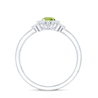 Natural 0.5 Carat Peridot Flower Engagement Ring with Diamond