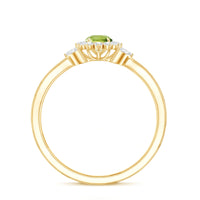 Natural 0.5 Carat Peridot Flower Engagement Ring with Diamond