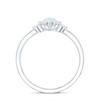 Real Moonstone and Diamond Flower Engagement Ring with Split Shank